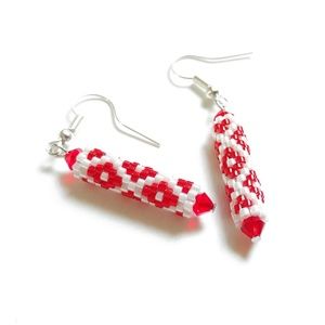 Delica miyuki, swarovski tube earrings
